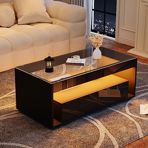 OKWISH Couchtisch mit 16-farbigem LED-Licht (Satztisch, günstig online kaufen