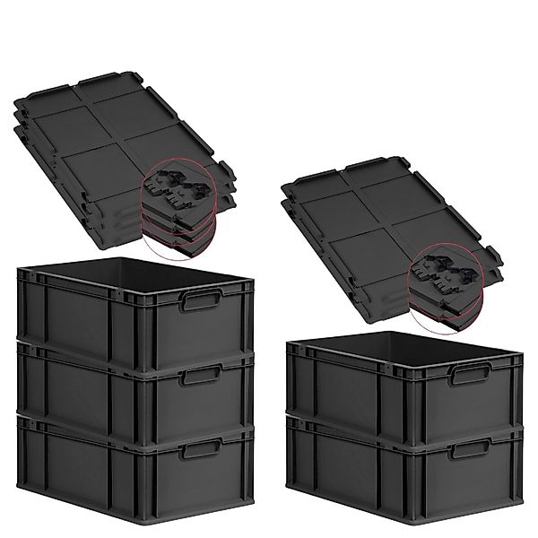 PROREGAL SuperSparSet 5x Eurobox Nextgen Grip Mit Scharnierdeckel Und Schwa günstig online kaufen