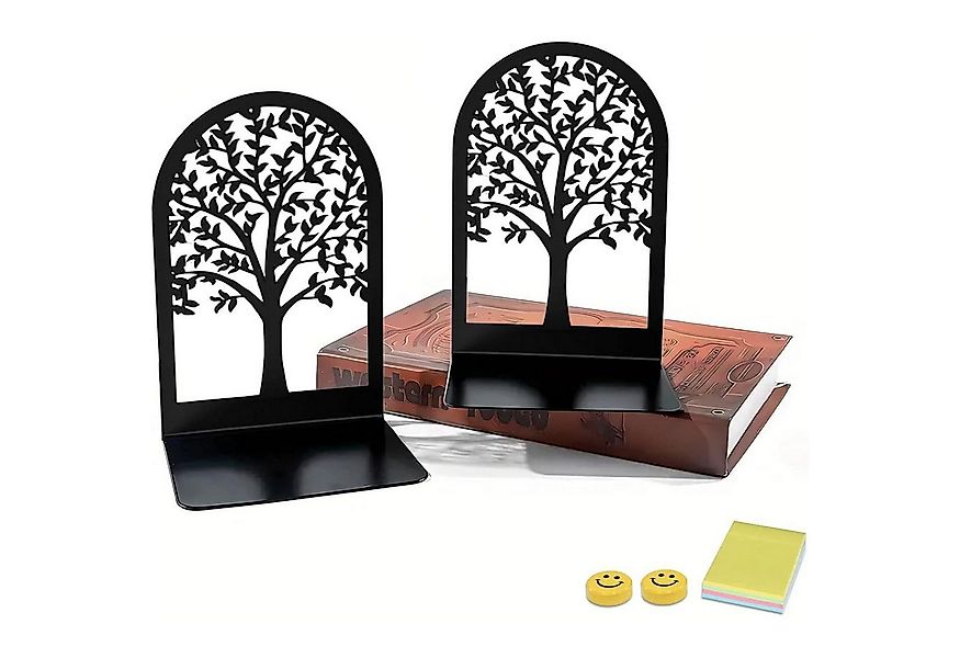 LuxusKollektion Buchstütze Buchstütze Metall Schwarz 1 Paar - Bücherhalter günstig online kaufen