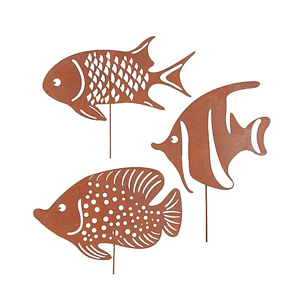 UNUS GARDEN Gartenstecker Roststecker Fische 3er günstig online kaufen