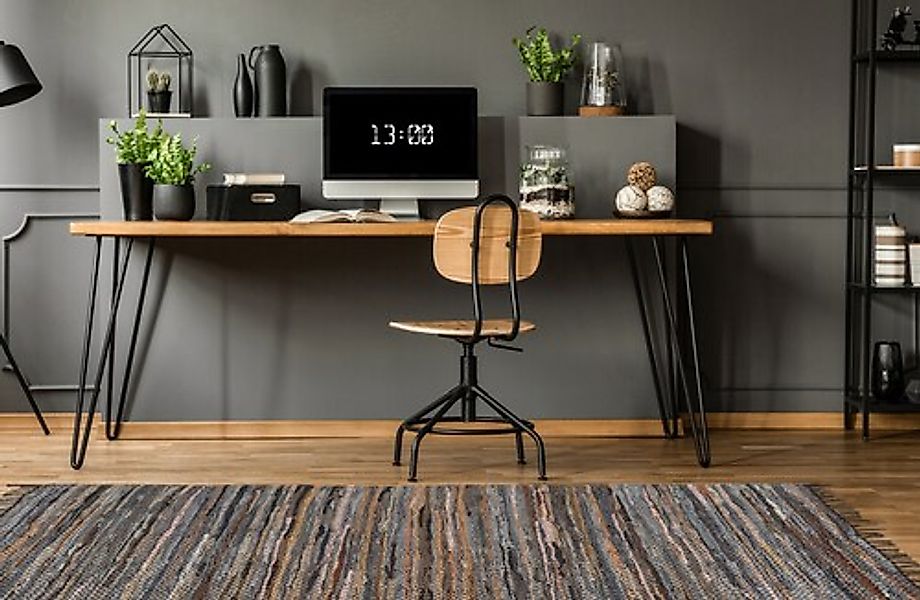 Kayoom Teppich »Sonipat 110«, rechteckig, 16 mm Höhe, Echtleder flachgewebt günstig online kaufen