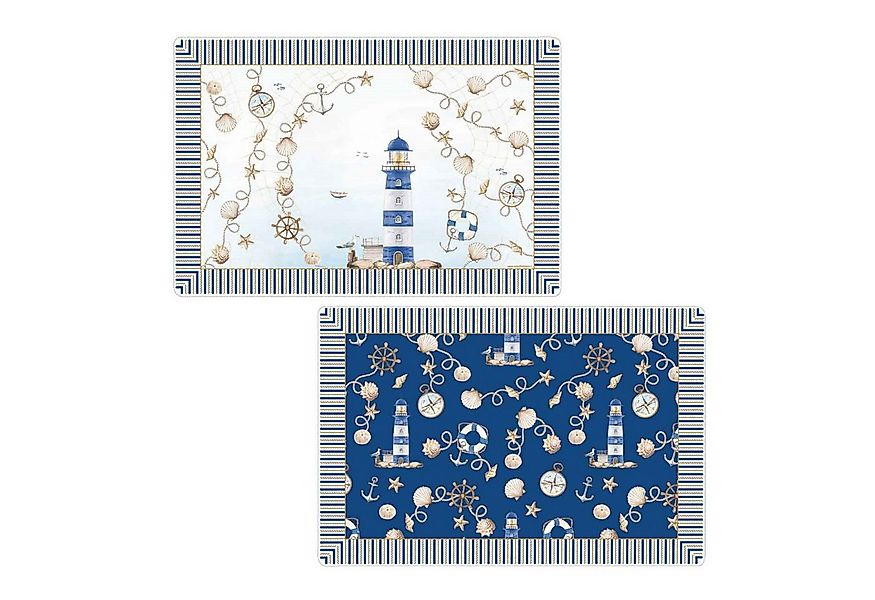 EasyLife Platzset Blue Lighthouse, Farbe: Mehrfarbig, Motiv: Leuchtturm günstig online kaufen