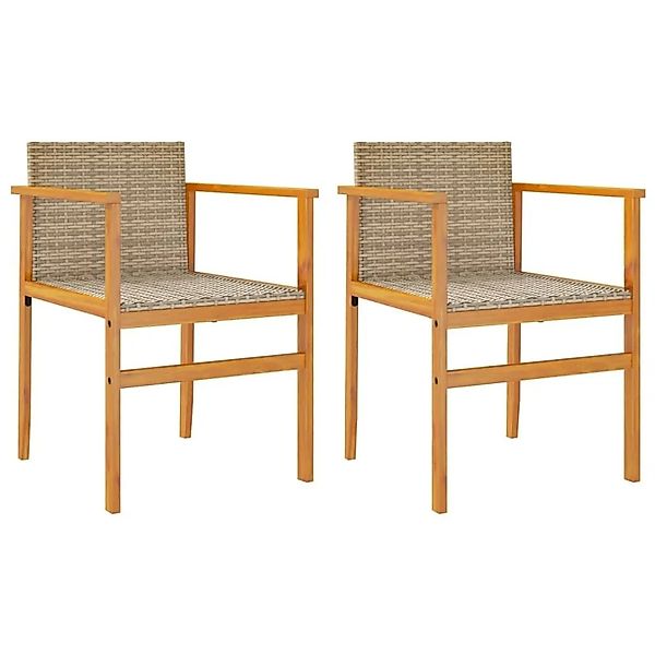 vidaXL Gartenstühle 2 Stk Beige Poly Rattan und Massivholz 368710 günstig online kaufen
