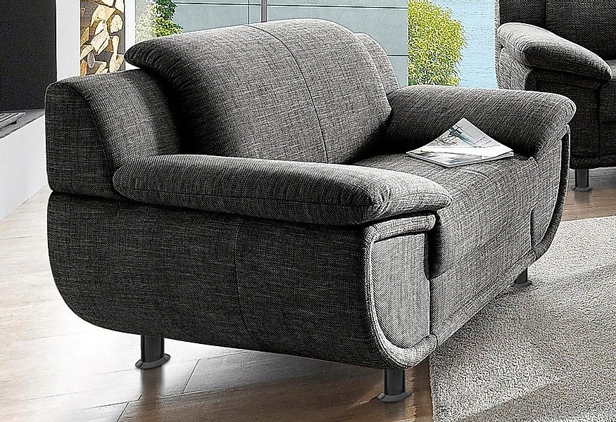 TRENDMANUFAKTUR Sessel "Rondo, Breite 121 cm, breite Armlehnen, Füße schwar günstig online kaufen