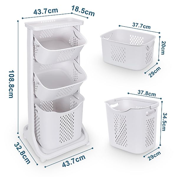 Yorbay Wäschekorb platzsparend Wäschewagen auf Rollen, hoch Wäschesortierer günstig online kaufen