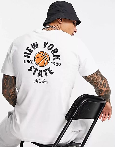 New Era – T-Shirt in Weiß mit New-York-State-Print am Rücken günstig online kaufen