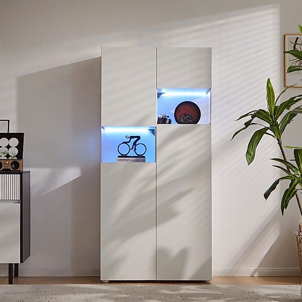 Ulife Vitrine mit LED-Beleuchtung – Hochschrank günstig online kaufen