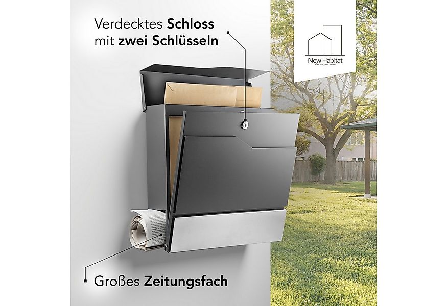NewHabitat Briefkasten Moderner Wandbriefkasten Personalisierbar Anthrazit günstig online kaufen