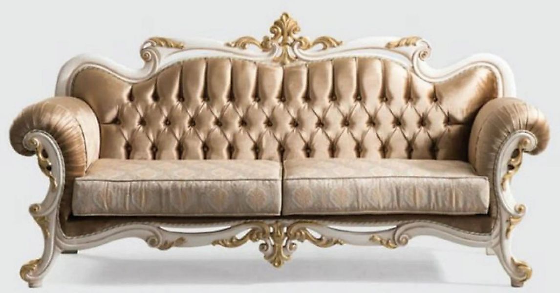 Casa Padrino Sofa Luxus Barock Sofa Braun / Silber / Weiß / Gold - Handgefe günstig online kaufen