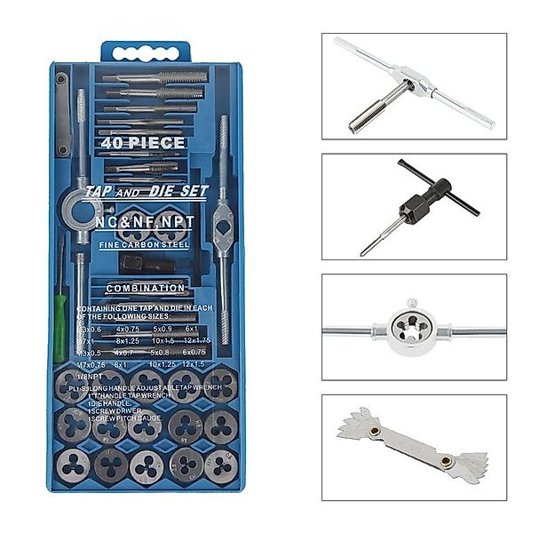 JEOBEST Gewindeschneider Gewindebohrer und Schneideisen Set, (40-tlg) mit W günstig online kaufen