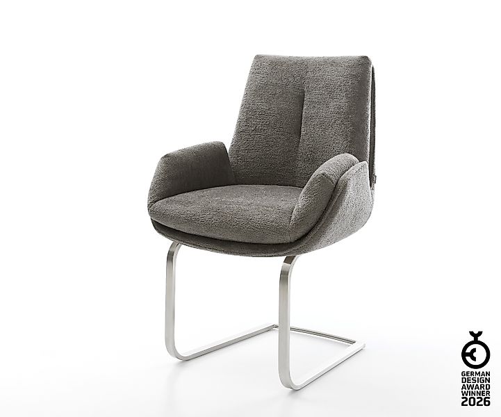 Freischwinger Clea-Flex Bouclé Soft Schlamm Freischwinger flach Edelstahl günstig online kaufen