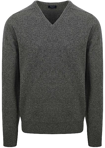 William Lockie V-Auschnitt Pullover Lammwolle Cliff Grau - Größe L günstig online kaufen