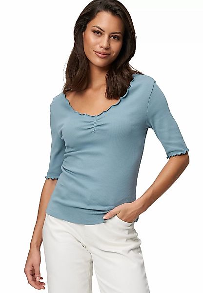 Zero 3/4-Arm-Shirt "zero Damen Shirt mit gewellten Kanten", (1 tlg.), weite günstig online kaufen