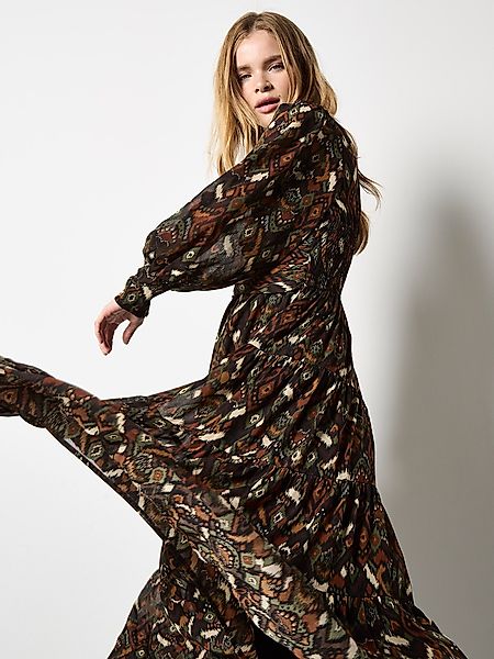 Apricot Druckkleid Maxikleid, im Ikat-Design günstig online kaufen
