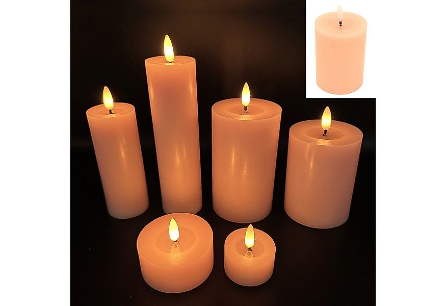 Online-Fuchs LED-Kerze 6er Set LED-Kerzen aus Echtwachs mit realistischer F günstig online kaufen