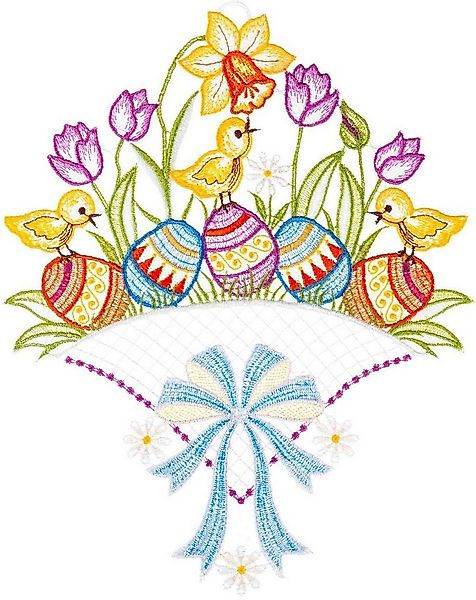 W. Reuter & Sohn - Plauener Spitze® Fensterbild Fensterbild "Osterwiese" fa günstig online kaufen