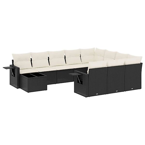 vidaXL 11-Tlg Garten-Sofagarnitur mit Kissen Schwarz Poly Rattan 3253063 günstig online kaufen