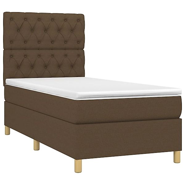 vidaXL Boxspringbett mit Matratze & LED Dunkelbraun 80x200 cm Stoff 3135632 günstig online kaufen