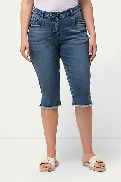 Ulla Popken Regular-fit-Jeans Boyfriend-Jeanscapri Fransensaum weites Bein günstig online kaufen