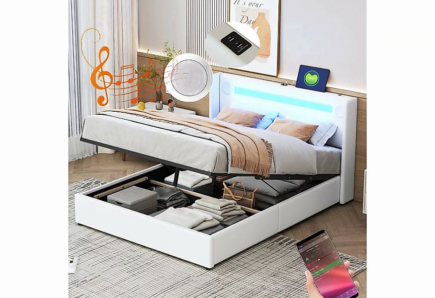 HAUSS SPLOE Polsterbett mit LED-Lichtleiste, Bluetooth-Player und USB-Aufla günstig online kaufen