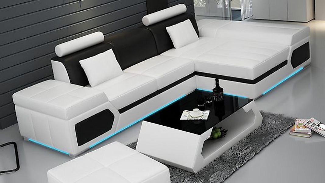 JVmoebel Ecksofa Ledersofa Sofa USB Wohnlandschaft Ecksofa Garnitur Couch D günstig online kaufen