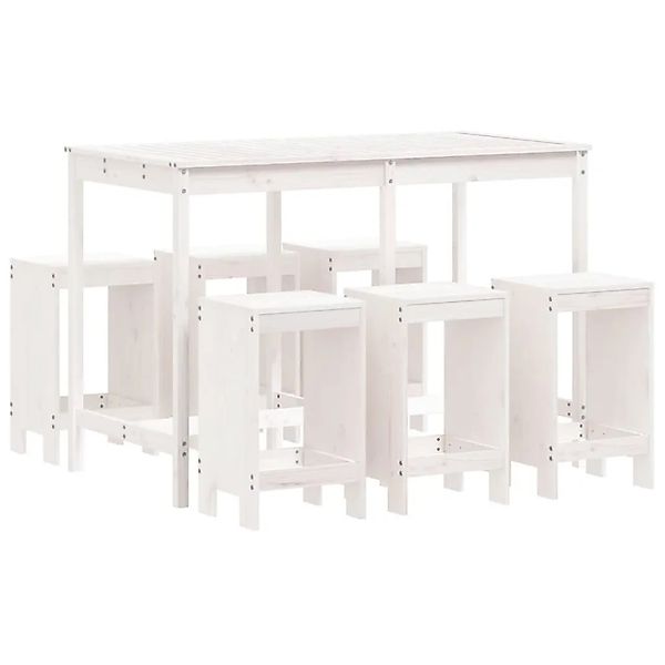 vidaXL 7-tlg Gartenbar-Set Weiß Massivholz Kiefer Modell 1 günstig online kaufen