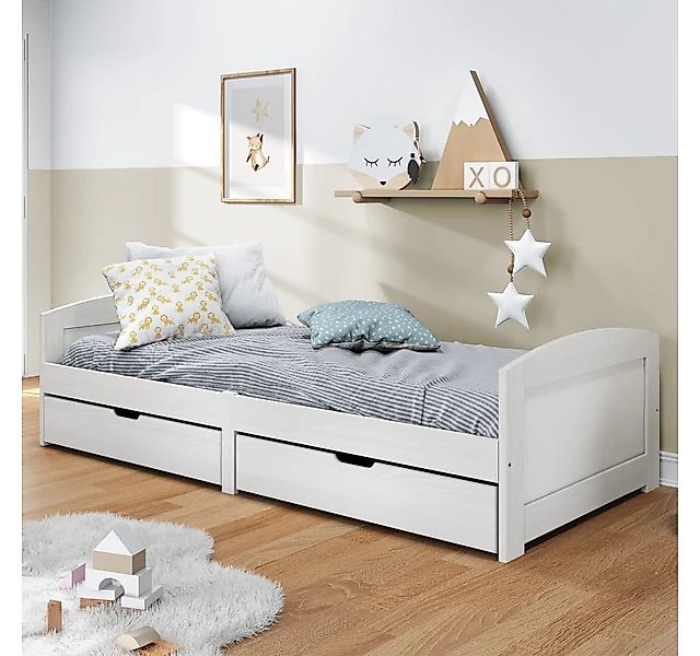 vidaXL Bett, Tagesbett mit 2 Schubladen IRUN Weiß 90x200cm Massivholz Kiefe günstig online kaufen