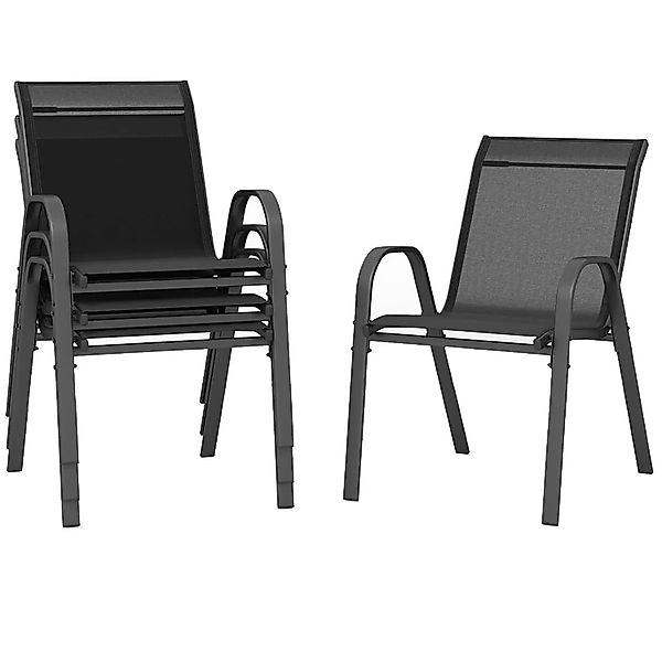 Costway 4er Set Gartenstühle Stapelbar Textilene Metallgestell Schwarz günstig online kaufen