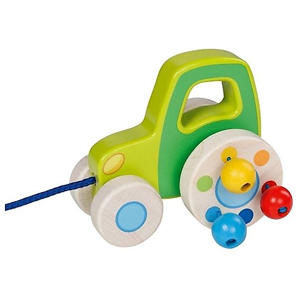 goki Nachziehspielzeug Ziehfahrzeug Traktor Holzfahrzeug natur-grün günstig online kaufen