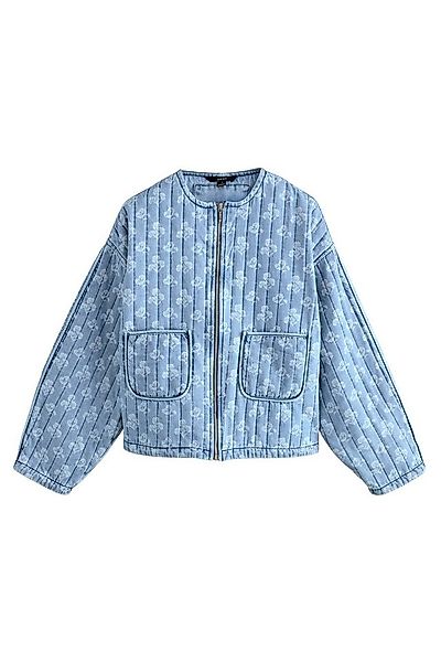 Next Jeansjacke Denim-Steppjacke mit Blumen-Print (1-St) günstig online kaufen