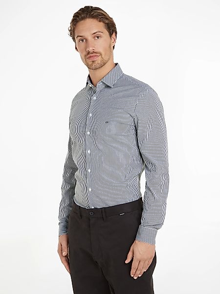 Calvin Klein Langarmhemd "POPLIN STRIPE SLIM SHIRT", mit Logoprägung günstig online kaufen