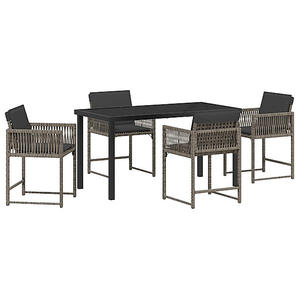 vidaXL Garten Essgruppe 5-Tlg Grau Poly Rattan 3380750 günstig online kaufen