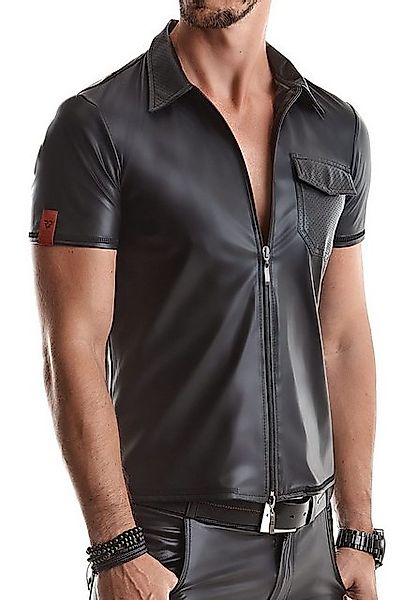 Regnes Fetish Planet Kurzarmhemd Emilio Polo Shirt Wetlook mit Brusttasche günstig online kaufen