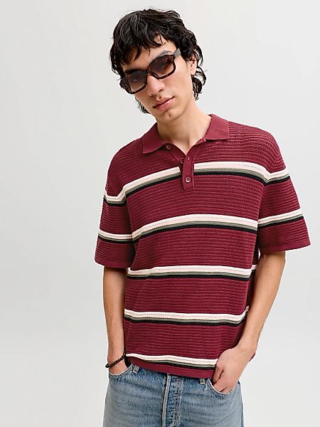 Jack & Jones Polokragenpullover "JORMAINE KNIT STRIPE POLO SN" Baumwolle, r günstig online kaufen