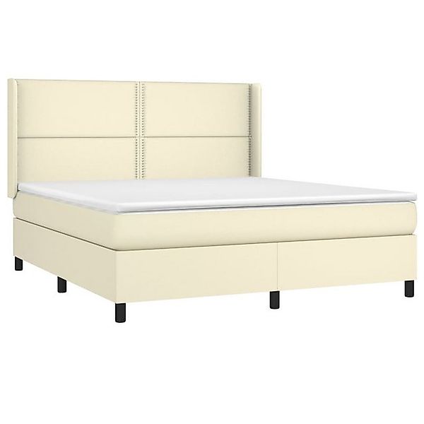 vidaXL Bett Boxspringbett mit Matratze & LED Creme 160x200 cm Kunstleder günstig online kaufen