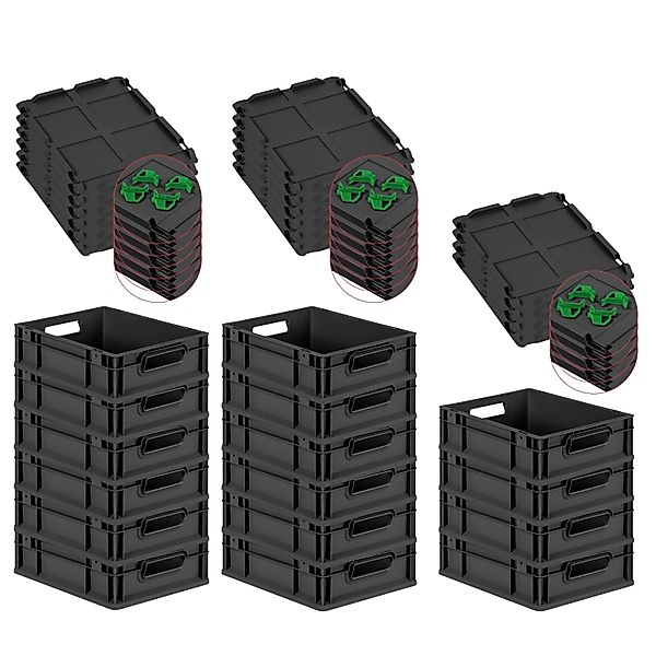 PROREGAL SuperSparSet 16x Eurobox Nextgen Grip Mit Scharnierdeckel Und Grün günstig online kaufen