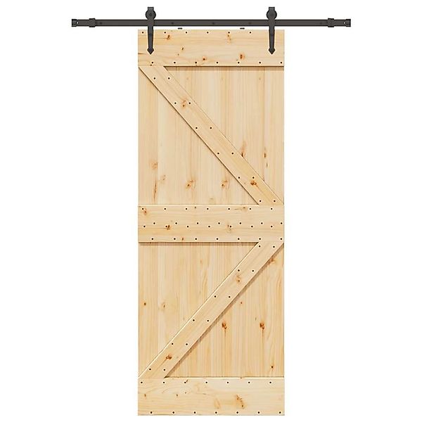 vidaXL Schiebetür mit Beschlag 80x210 cm Massivholz Kiefer 3332643 günstig online kaufen