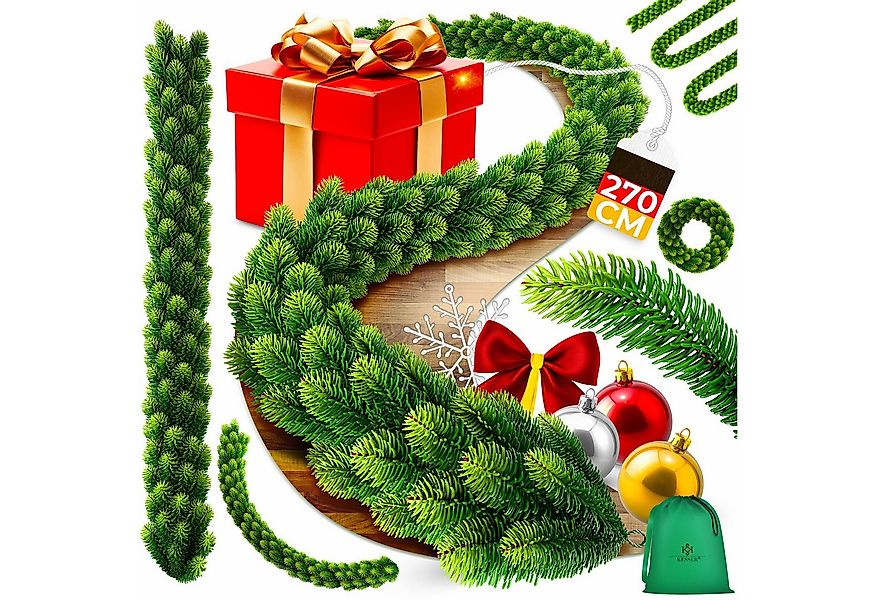 Kunstgirlande Weihnachtsgirlande 2,7m naturgetreue Girlande Weihnachtsdeko, günstig online kaufen