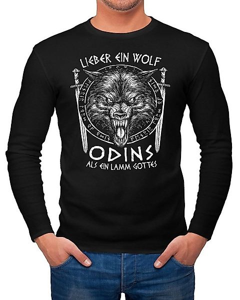 Neverless Longsleeve Herren Longsleeve Lieber ein Wolf Odins als ein Lamm G günstig online kaufen