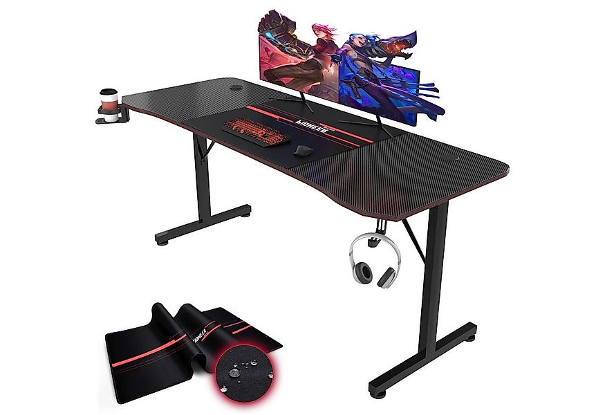 GUNJI Computertisch Gamingtisch 140cm, mit Becherhalter und Kopfhörerhalter günstig online kaufen
