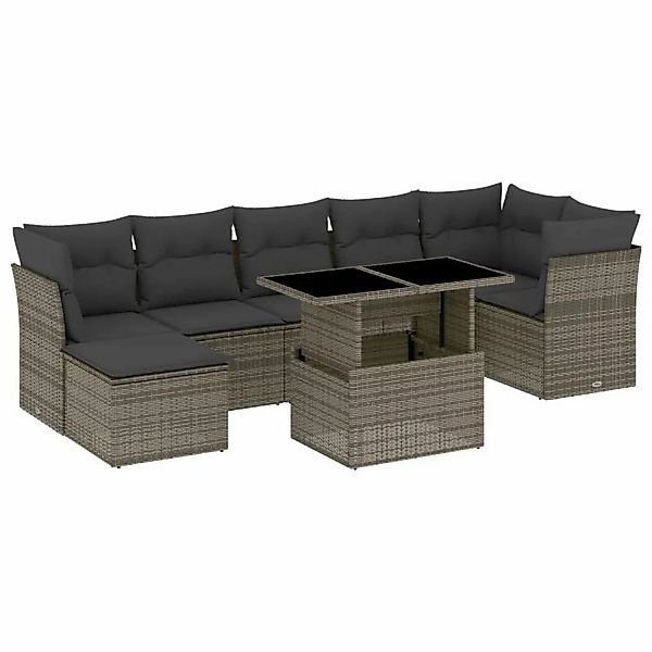 vidaXL 8-tlg Garten-Sofagarnitur mit Kissen Grau Poly Rattan Modell 159 günstig online kaufen