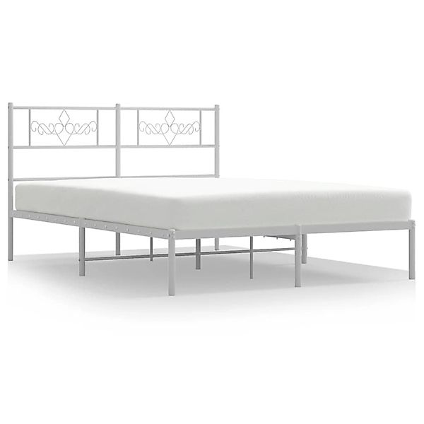 vidaXL Bettgestell, Bettrahmen mit Kopfteil Metall Weiß 140x190 cm günstig online kaufen