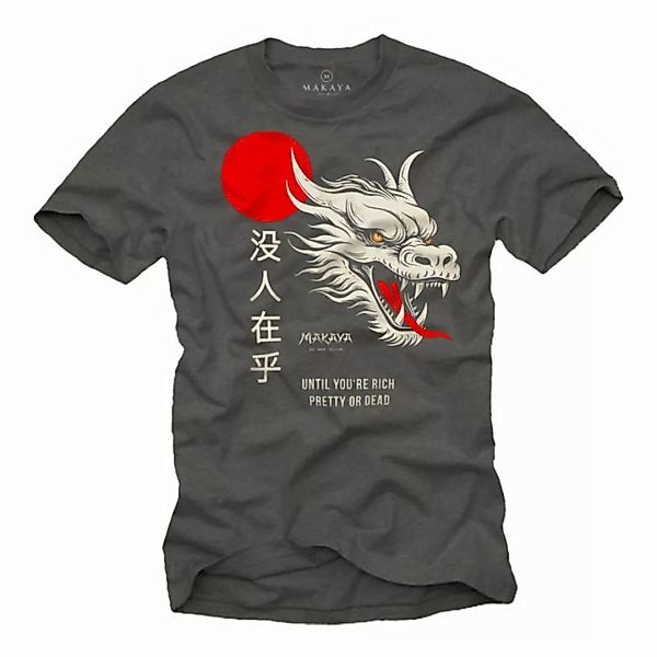 MAKAYA Print-Shirt mit Chinesischen Drachen Spruch Nobody Cares Dragon Schr günstig online kaufen