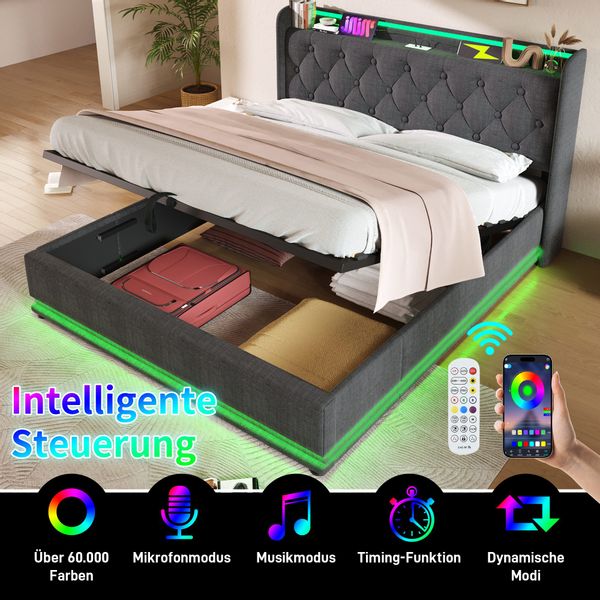 HAUSS SPOLE Polsterbett 180x200cm mit LED-Beleuchtung, günstig online kaufen