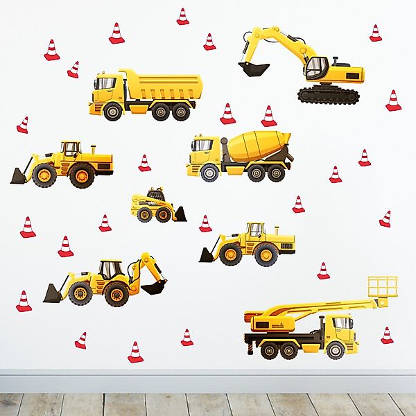 Sunnywall Wandtattoo Baufahrzeuge Wandsticker Wandtattoo (3 günstig online kaufen