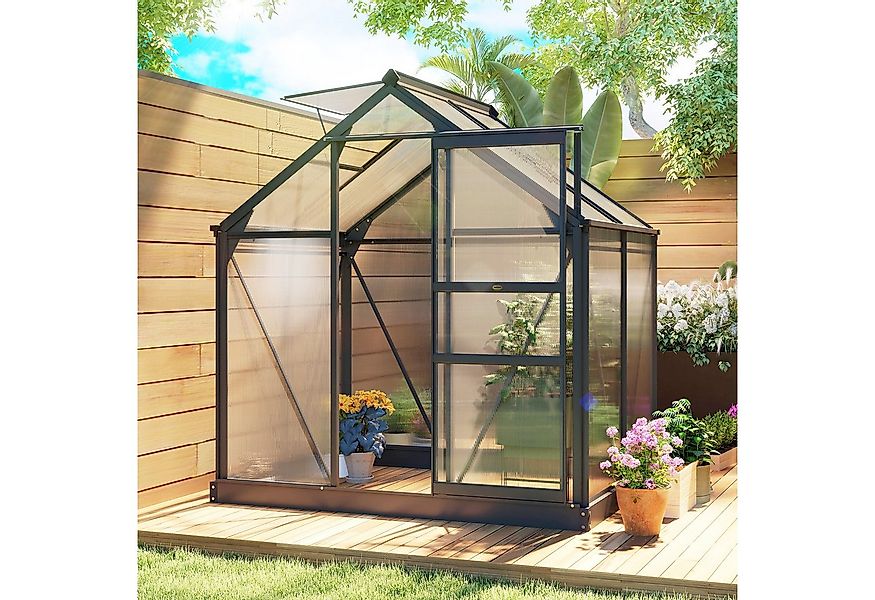 Outsunny Gewächshaus Pflanzenhaus mit Fundament, Dachfenster und Tür, Witte günstig online kaufen