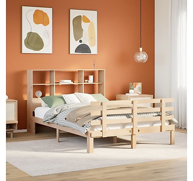 vidaXL Bett, Bücherregalbett ohne Matratze 120x200 cm Massivholz Kiefer günstig online kaufen