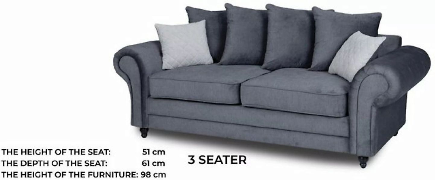 JVmoebel Sofa Luxus Grauer Polster Dreisitzer moderne Couch Stilvoll Neu, M günstig online kaufen