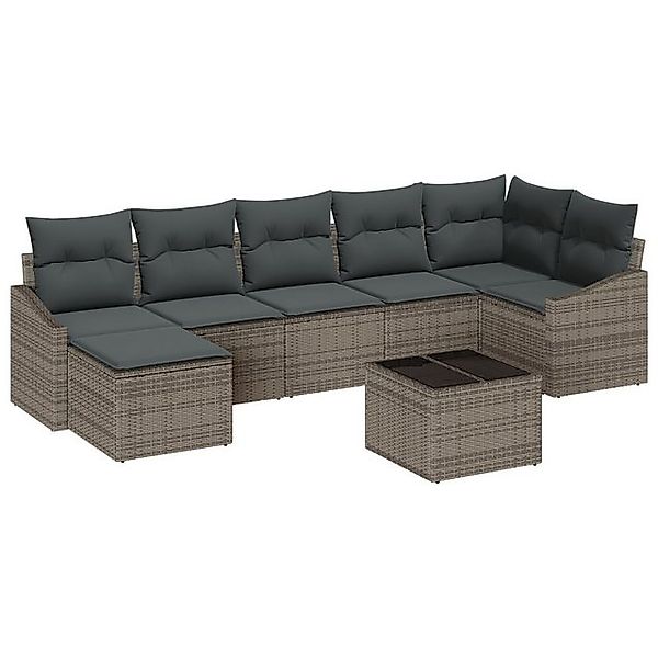 vidaXL Loungesofa 7-teiliges Garten Sofa Set mit Kissen Schwarz Poly Rattan günstig online kaufen
