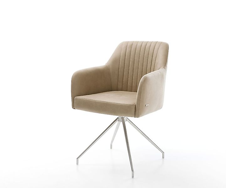 Esszimmerstuhl Greg-Flex Mikrofaser Beige Vintage Kreuzgestell konisch Edel günstig online kaufen